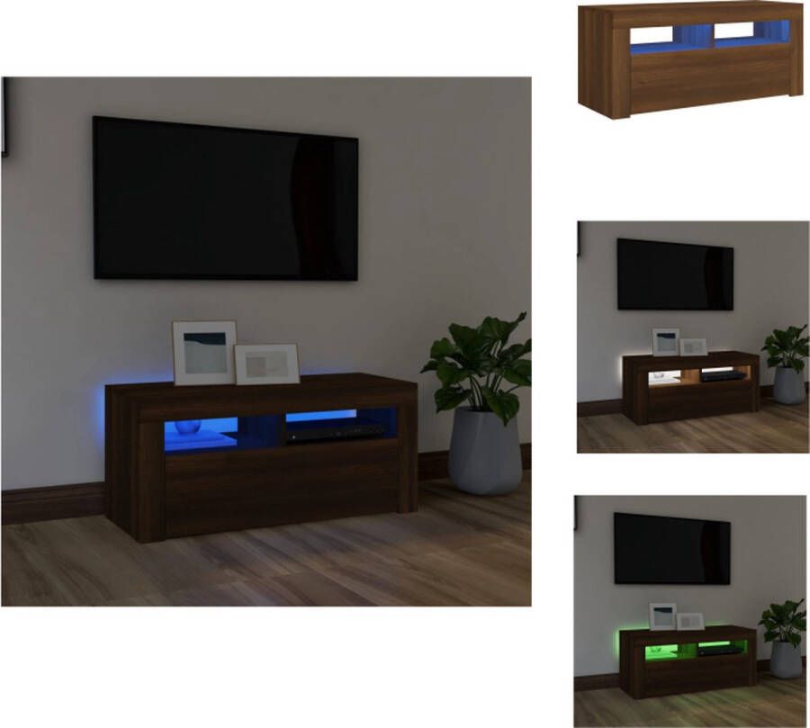 VidaXL Tv Kast Tv Kasten Tv Meubel Tv Meubels Tv-meubel met LED-verlichting 90x35x40 cm bruineikenkleurig