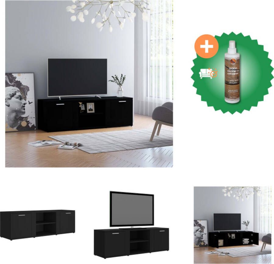 VidaXL Tv-meubel Classic 120 x 34 x 37 cm Zwart Hoogwaardig bewerkt hout Kast Inclusief Houtreiniger en verfrisser