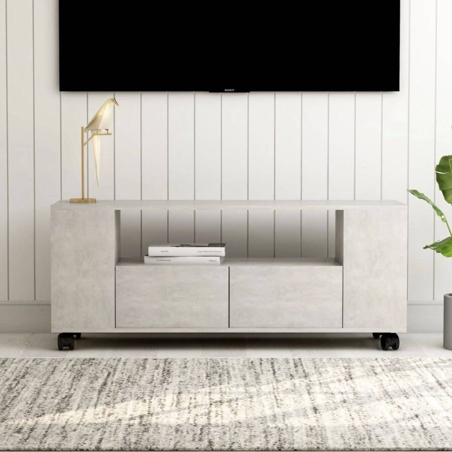 VidaXL TV-meubel Classic 120x35x48 cm Bewerkt Hout Betongrijs Kast