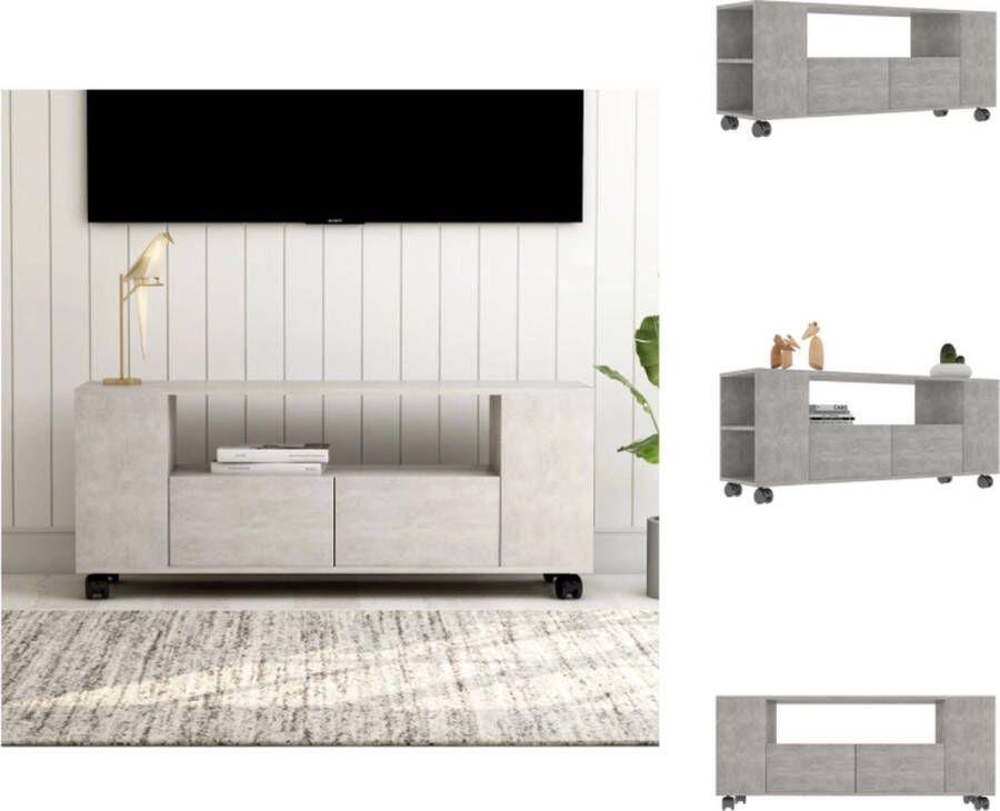 VidaXL TV-meubel Classic 120x35x48 cm Bewerkt Hout Betongrijs Kast