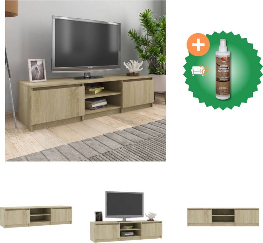 VidaXL TV-meubel Classic 140x40x35.5 cm eikenhout 2 deuren 2 open vakken Kast Inclusief Houtreiniger en verfrisser