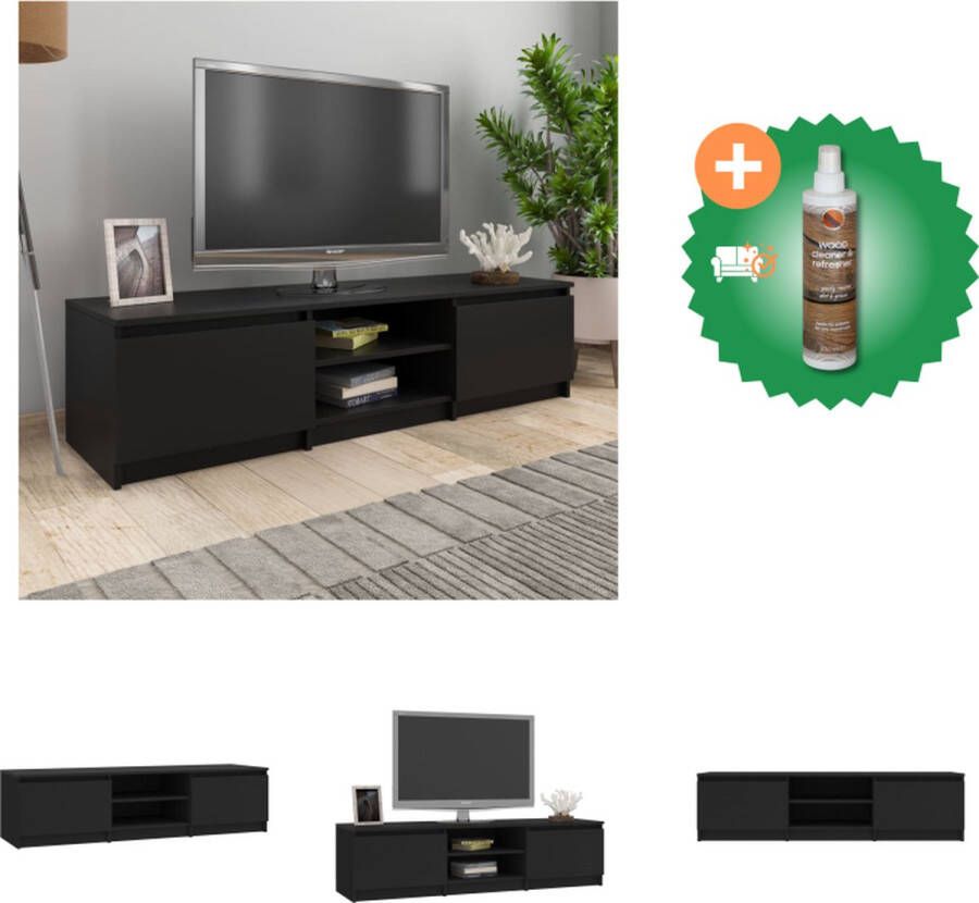 VidaXL Tv-meubel Classic 140x40x35.5 cm Zwart Kast Inclusief Houtreiniger en verfrisser