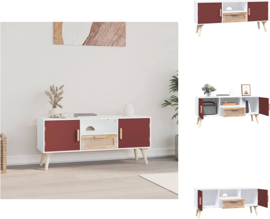 VidaXL TV-meubel Classic TV-meubel 105 x 30 x 45 cm Duurzaam hout Opbergruimte Praktische deur Presenteerfunctie Handleiding inbegrepen Kleur- wit rood en oranje vidaXL Kast