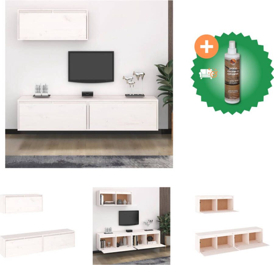 VidaXL TV-meubel Classic Wandmeubelen 80 x 30 x 35 cm wit Kast Inclusief Houtreiniger en verfrisser