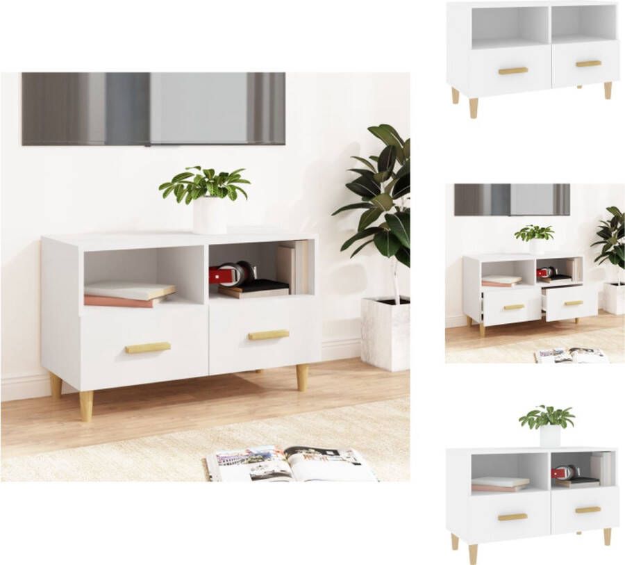 VidaXL TV-meubel Classic Wit 80 x 36 x 50 cm Bewerkt hout Kast