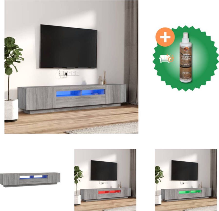 VidaXL TV-Meubel LED-verlichting grijs sonoma eiken 100 80 x 35 x 40 cm USB-aansluiting Kast Inclusief Houtreiniger en verfrisser