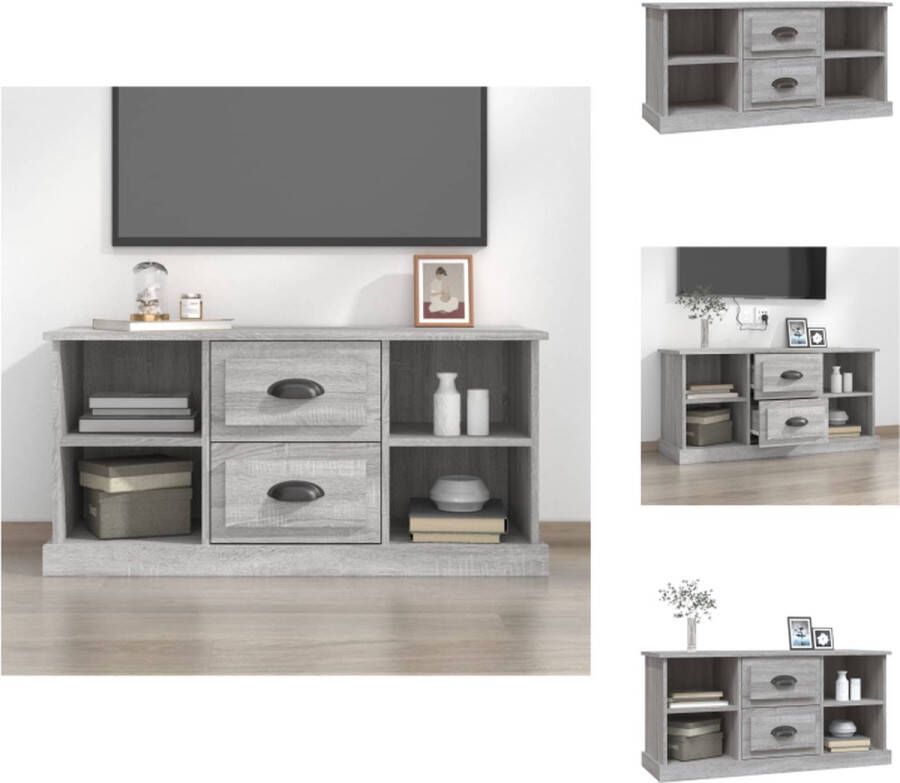 VidaXL TV-meubel Eikenhout Grijs Sonoma 99.5 x 35.5 x 48 cm Trendy design Voldoende opbergruimte Kast