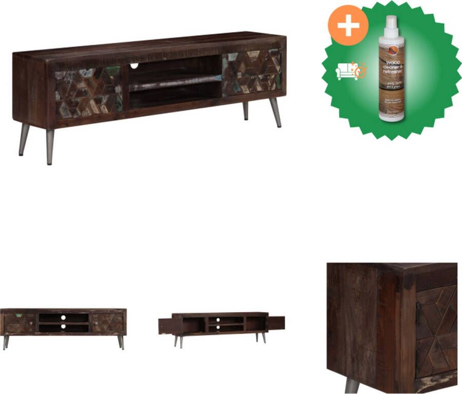 VidaXL TV-meubel Gerecycled Massief Hout 140x30x45cm Industriële stijl Kast Inclusief Houtreiniger en verfrisser