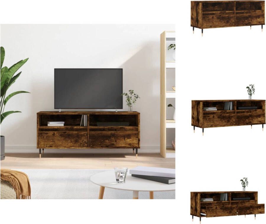 VidaXL TV-meubel Gerookt Eiken 100 x 34.5 x 44.5cm Extra opbergruimte Kast