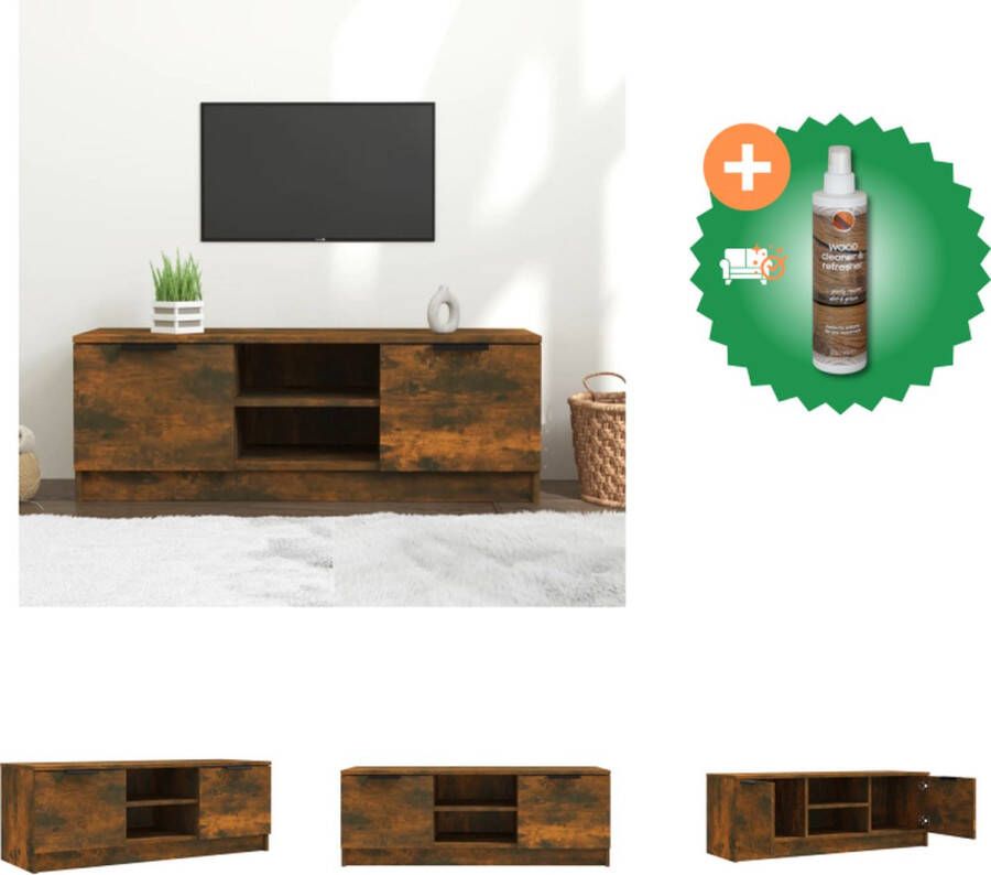 VidaXL Tv-meubel 102x35x36-5 cm bewerkt hout gerookt eikenkleurig Kast Inclusief Houtreiniger en verfrisser - Foto 2