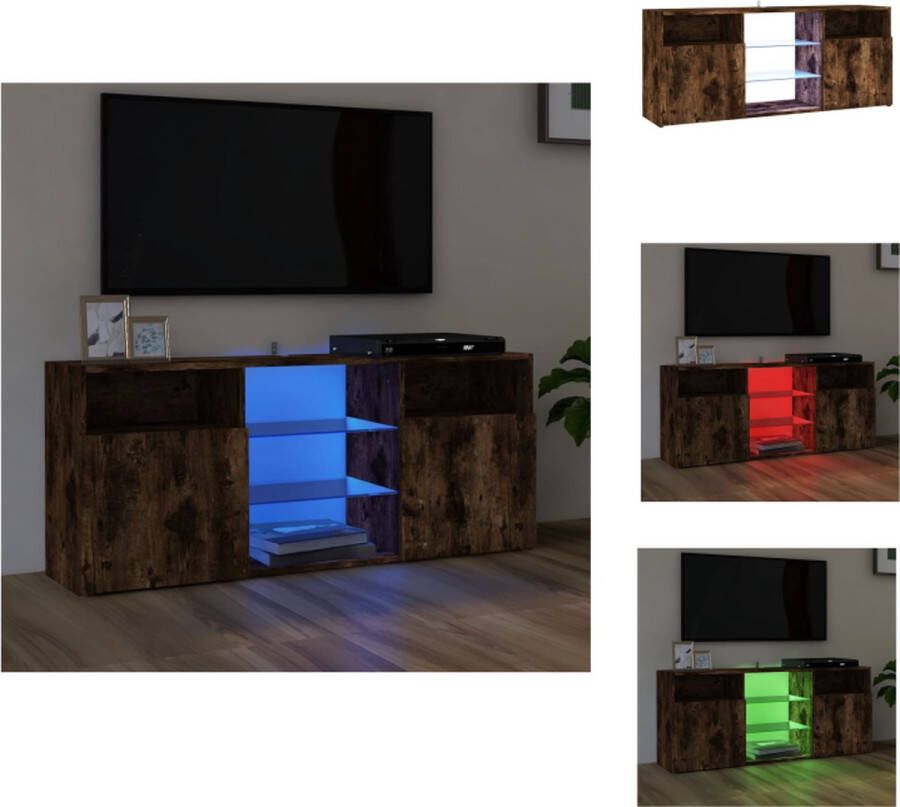 VidaXL Tv-kast Tv-kasten Tv-meubel Hifi-meubel Tv-meubel met LED-verlichting 120x30x50 cm gerookt eikenkleurig - Foto 2