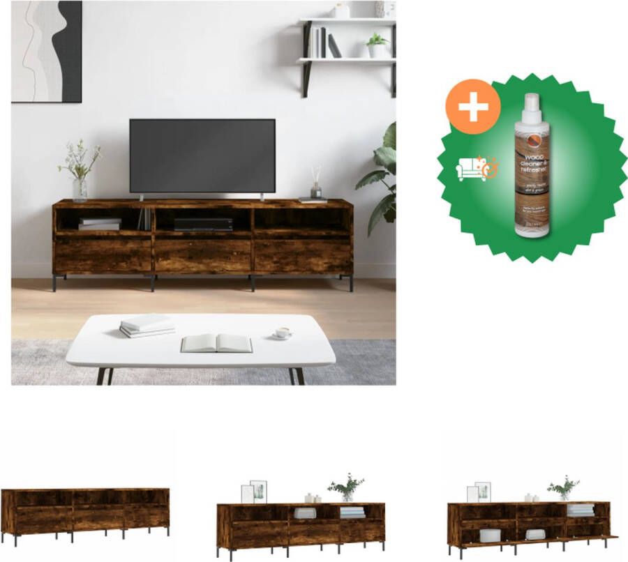 VidaXL TV-meubel Gerookt eiken 150 x 30 x 44.5 cm Opbergruimte Stabiel Kast Inclusief Houtreiniger en verfrisser