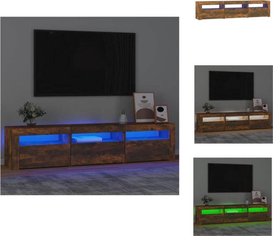 VidaXL TV-meubel gerookt eiken 180 x 35 x 40 cm LED-verlichting Kast