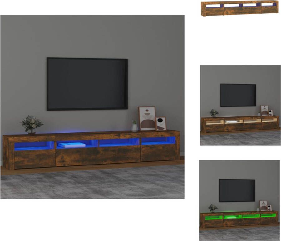 vidaXL TV-meubel Gerookt Eiken 240x35x40 cm LED-verlichting Montagehandleiding inbegrepen Kast