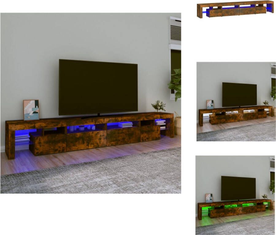 vidaXL TV-meubel Gerookt Eiken 260 x 36.5 x 40 cm RGB LED-verlichting Kast