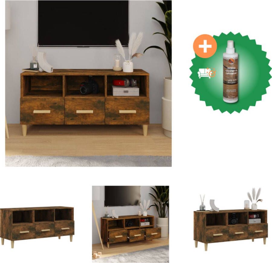 VidaXL Tv-meubel 102x36x50 cm bewerkt hout gerookt eikenkleurig Kast Inclusief Houtreiniger en verfrisser