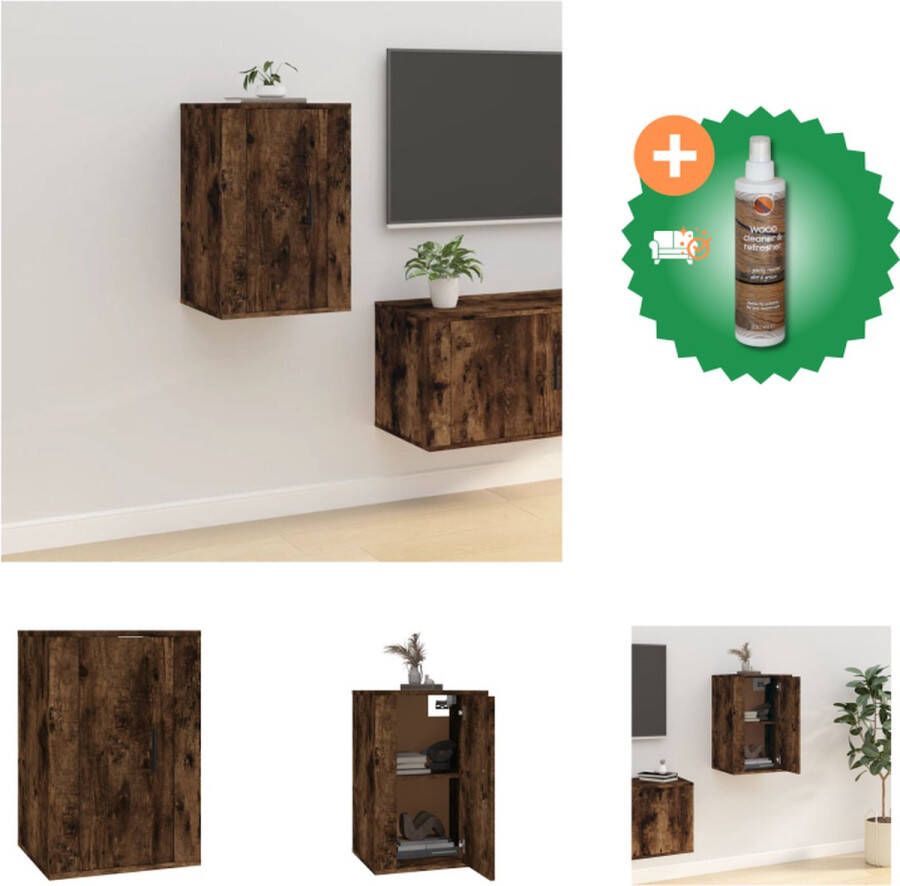 VidaXL Tv-meubel Gerookt Eiken Wandgemonteerd 40x34.5x60 cm Kast Inclusief Houtreiniger en verfrisser