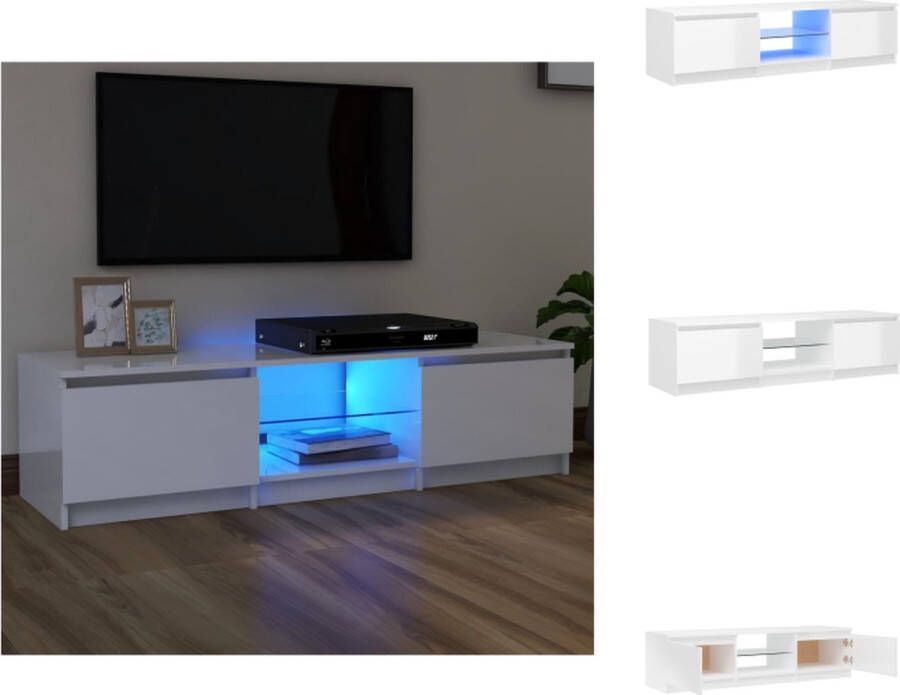 VidaXL Tv-kast Tv-kasten Televisiekast Televisiekasten Tv-meubel met LED-verlichting 140x40x35 5 cm hoogglans wit