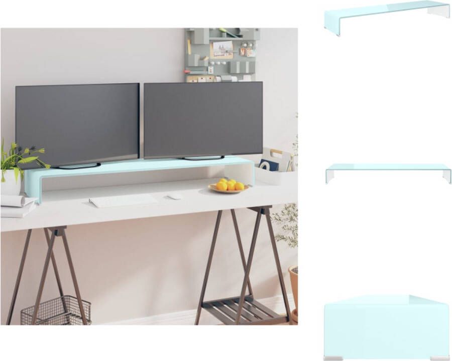 VidaXL Tv-kast Tv-kasten Tv-standaard Tv-standaarden TV-meubel monitorverhoger 110x30x13 cm glas groen - Foto 2