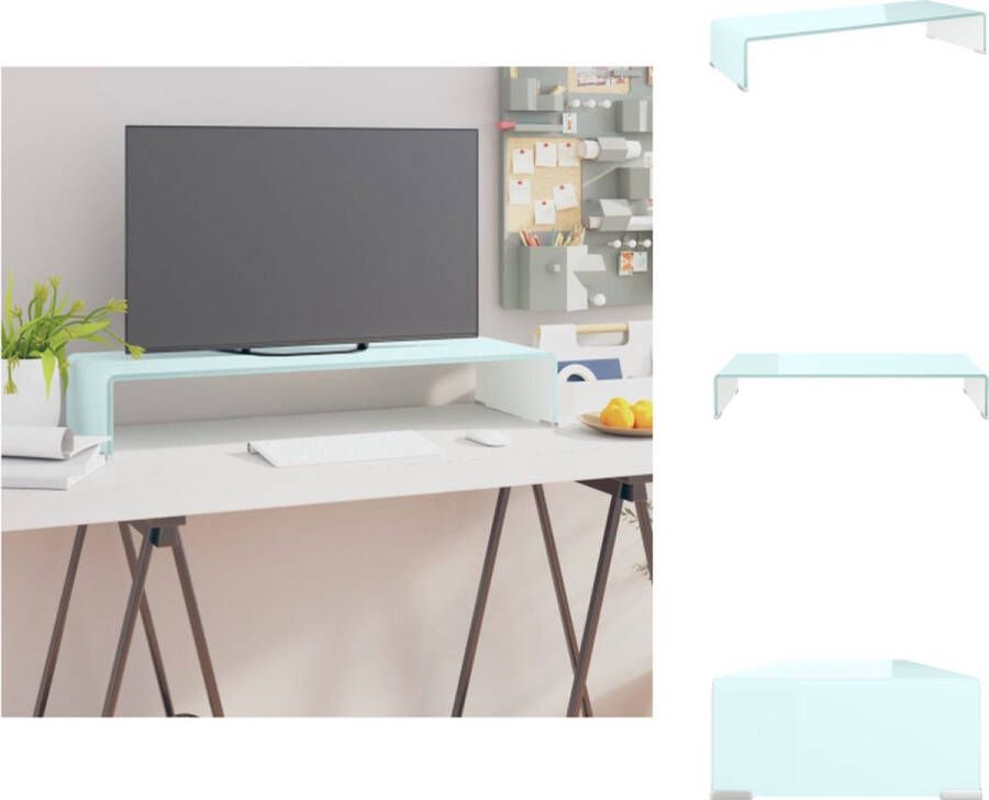 VidaXL Tv-kast Tv-kasten Tv-standaard Tv-standaarden Tv-meubel monitorverhoger 80x30x13 cm glas groen