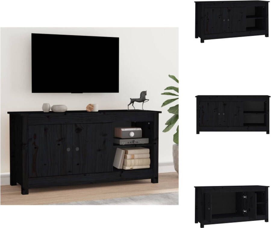 VidaXL Tv-kast Tv-kasten Tv-meubel Hifi-meubel Tv-meubel 103x36 5x52 cm massief grenenhout zwart - Foto 3