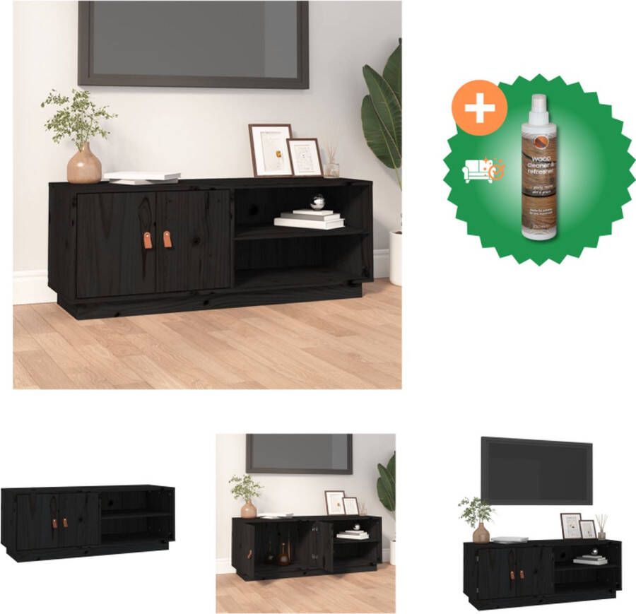 VidaXL Tv-meubel 105x34x40 cm massief grenenhout zwart Kast Inclusief Houtreiniger en verfrisser