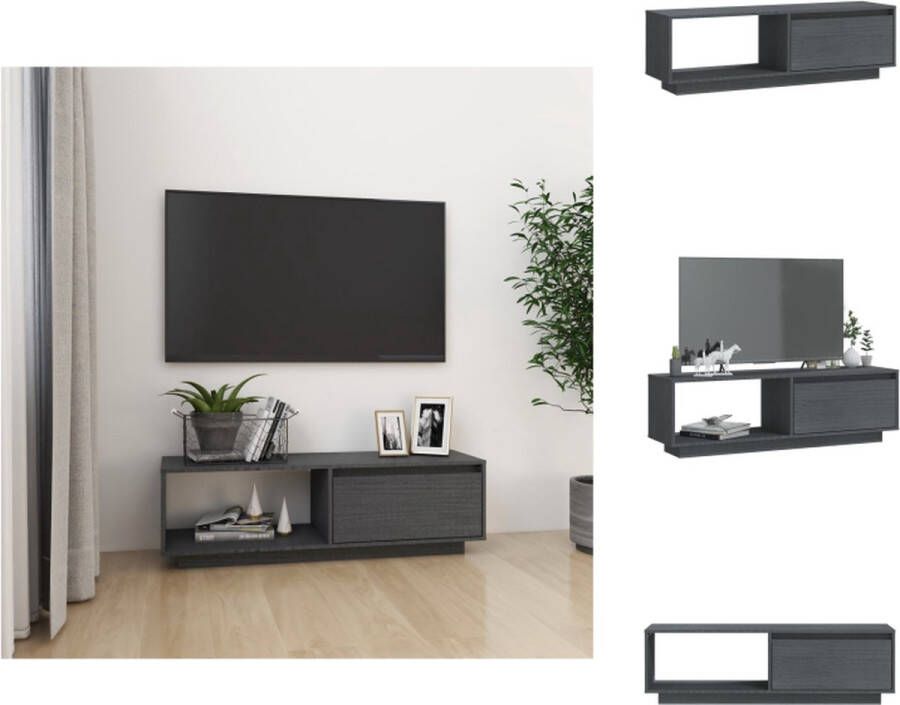 VidaXL Tv-meubel Tv-meubels Tv-kast Tv-kasten Tv-meubel 110x30x33-5 cm massief grenenhout grijs
