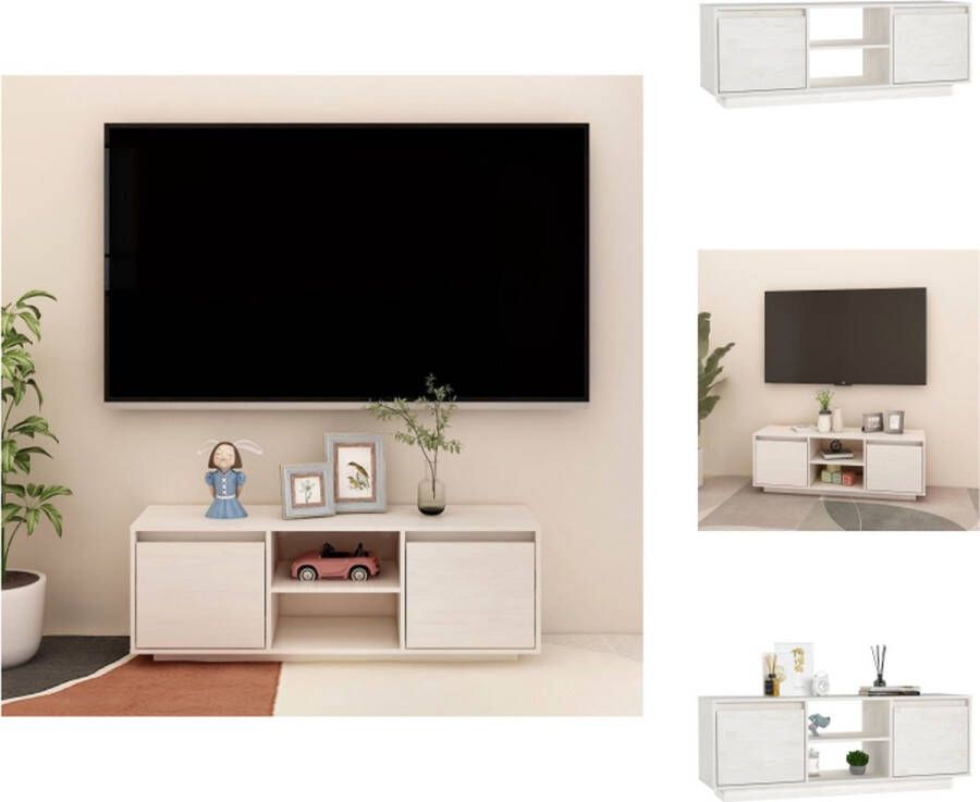VidaXL Tv-meubel Tv-meubels Tv-kast Tv-kasten Tv-meubel 110x30x40 cm massief grenenhout wit