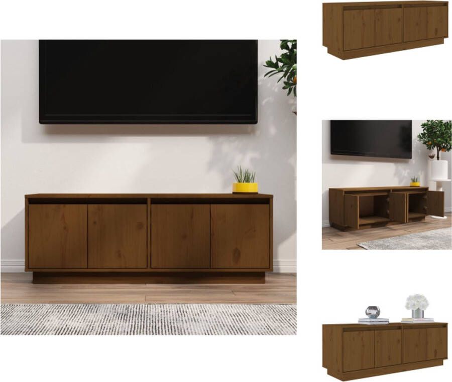 vidaXL Tv-meubel Grenenhout 110x34x40 cm Honingbruin Kast