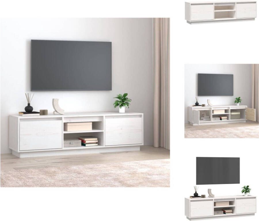 VidaXL Tv-meubel Grenenhout 140 x 35 x 40 cm Wit Kast