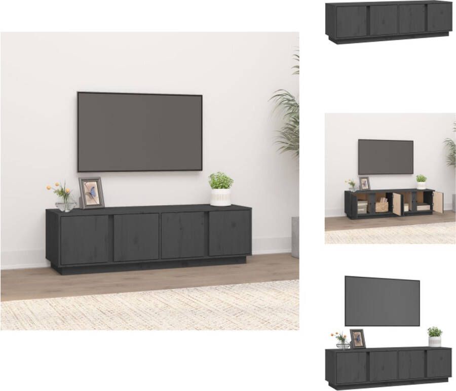 vidaXL Tv-meubel Grenenhout 140 x 40 x 40 cm Grijs Kast