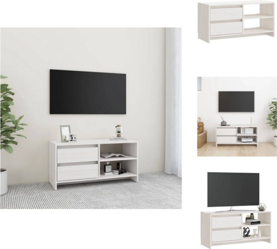 VidaXL Tv-meubel Tv-meubels Tv-kast Tv-kasten Tv-meubel 80x31x39 cm massief grenenhout wit - Foto 2