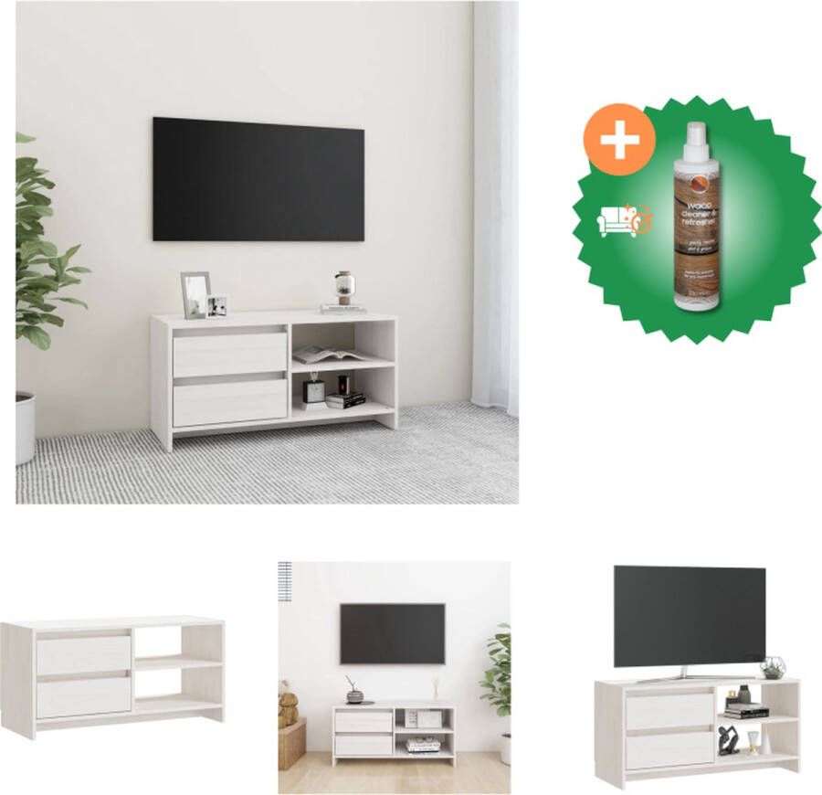 VidaXL Tv-meubel 80x31x39 cm massief grenenhout wit Kast Inclusief Houtreiniger en verfrisser