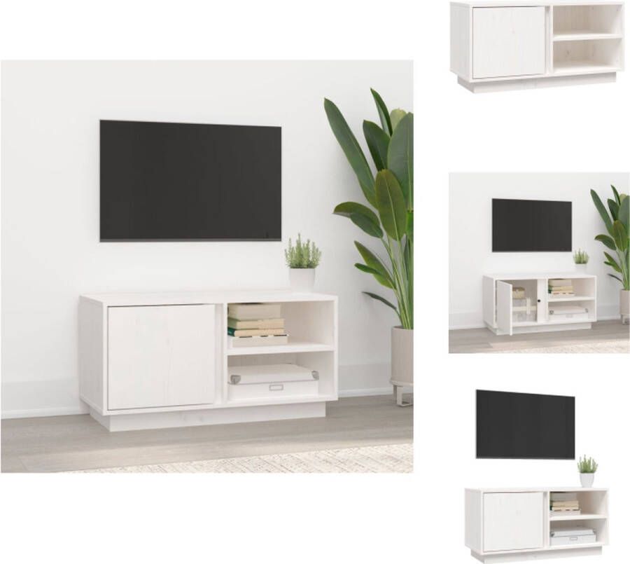 VidaXL Tv-meubel Grenenhout 80 x 35 x 40.5 cm Wit Kast
