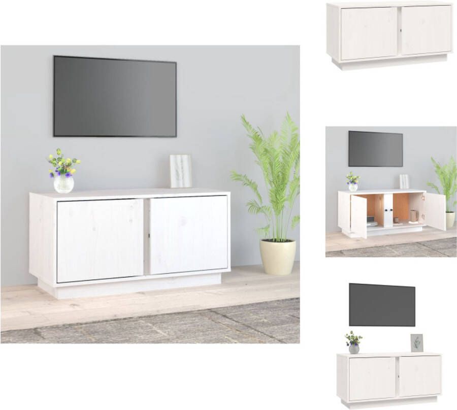 VidaXL TV meubel Grenenhout 80 x 35 x 40.5 cm Wit Kast
