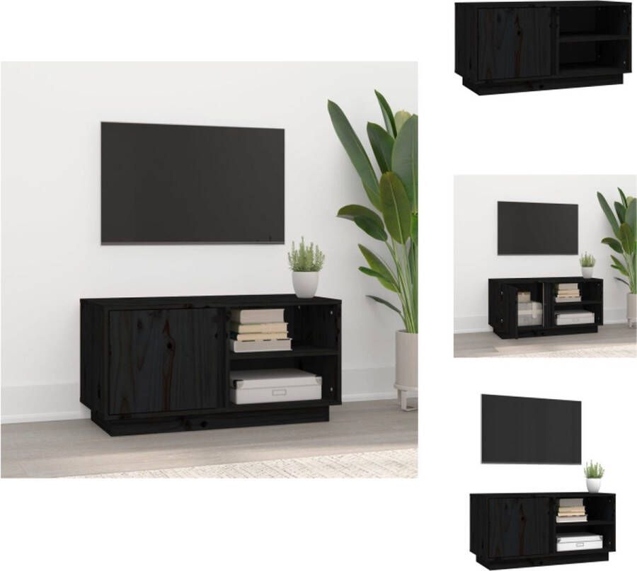 VidaXL Tv-meubel Grenenhout 80 x 35 x 40.5 cm Zwart Kast