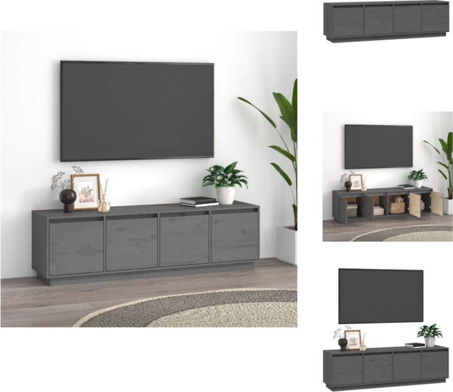 VidaXL Tv-meubel Grenenhout Grijs 156x37x45cm Kast