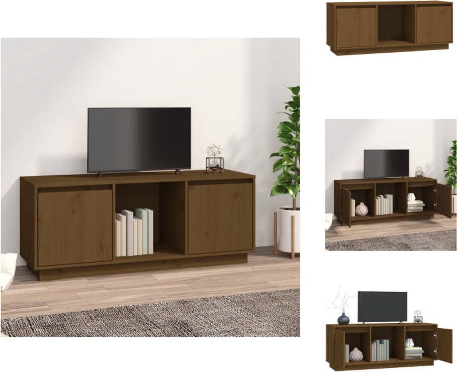 VidaXL TV-meubel Grenenhout Honingbruin 110.5x35x44 cm praktisch en modern Kast