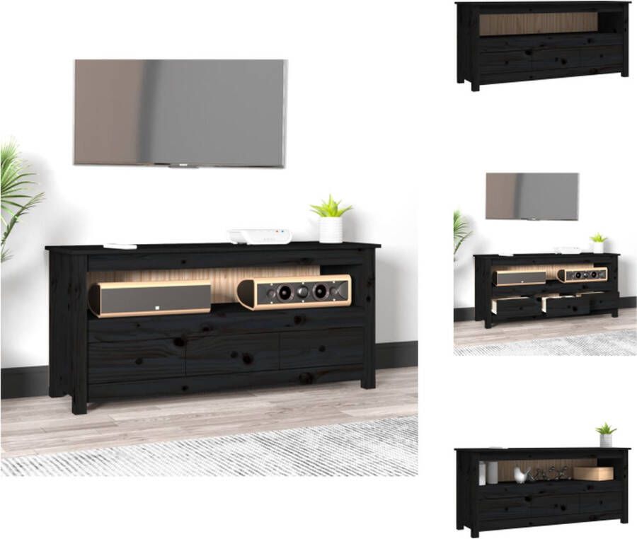 VidaXL Tv-meubel Tv-meubels Tv Standaard Tv Unit Tv-meubel 114x35x52 cm massief grenenhout zwart