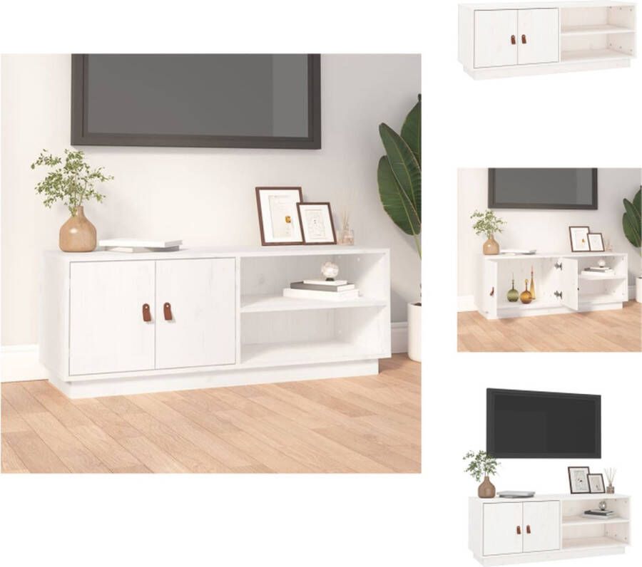 VidaXL Tv-kast Tv-kasten Tv-meubel Hifi-meubel Tv-meubel 105x34x40 cm massief grenenhout wit - Foto 2