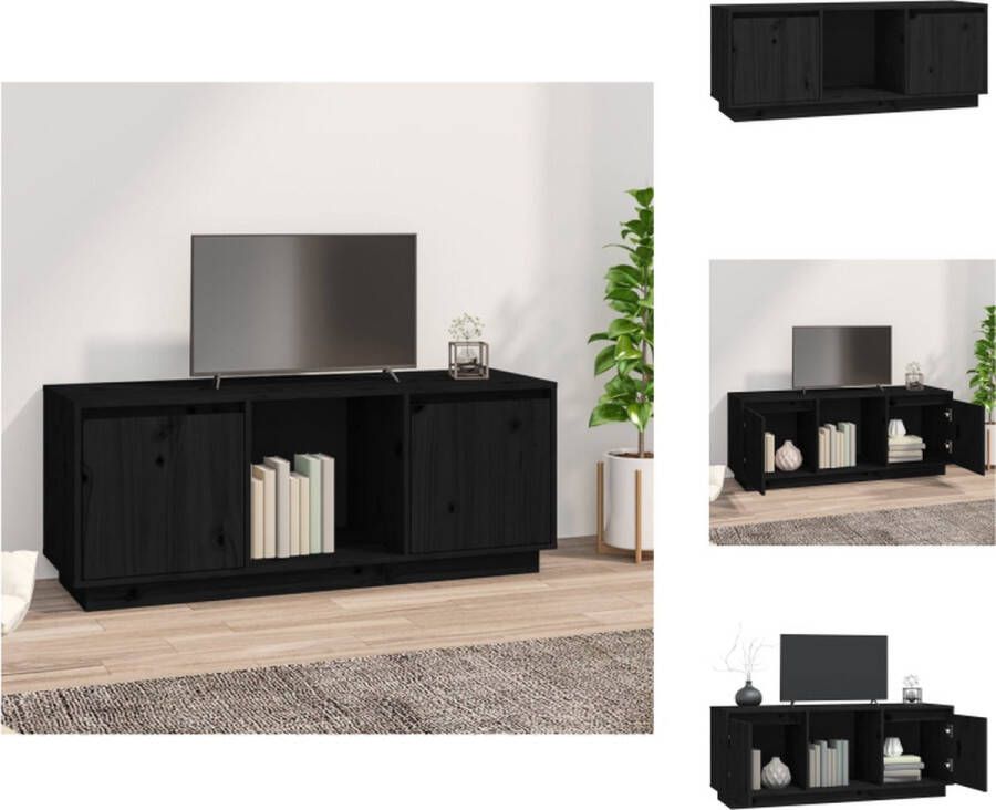 VidaXL Tv-meubel Tv-meubelen Televisiekast Tv-kast Tv-meubel 110 5x35x44 cm massief grenenhout zwart - Foto 2