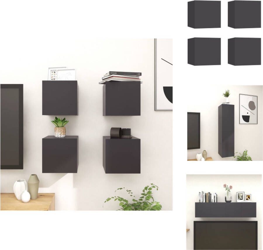 VidaXL Tv-kast Tv-kasten Tv-standaard Tv-standaarden Tv-wandmeubelen 4 st 30-5x30x30 cm grijs