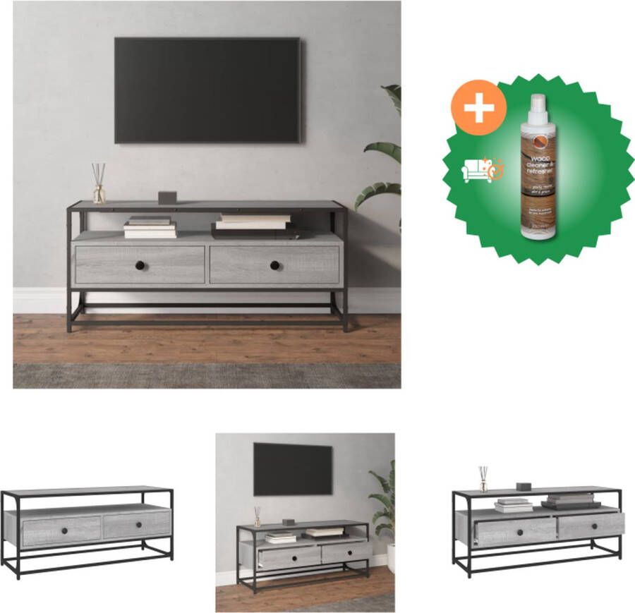 VidaXL Tv-meubel Grijs Sonoma Eiken 100 x 35 x 45 cm Trendy ontwerp en veel opbergruimte Kast Inclusief Houtreiniger en verfrisser