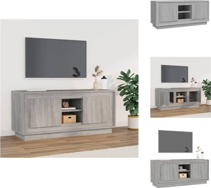 vidaXL TV-meubel Grijs Sonoma Eiken 102 x 35 x 45 cm Trendy en praktisch Kast