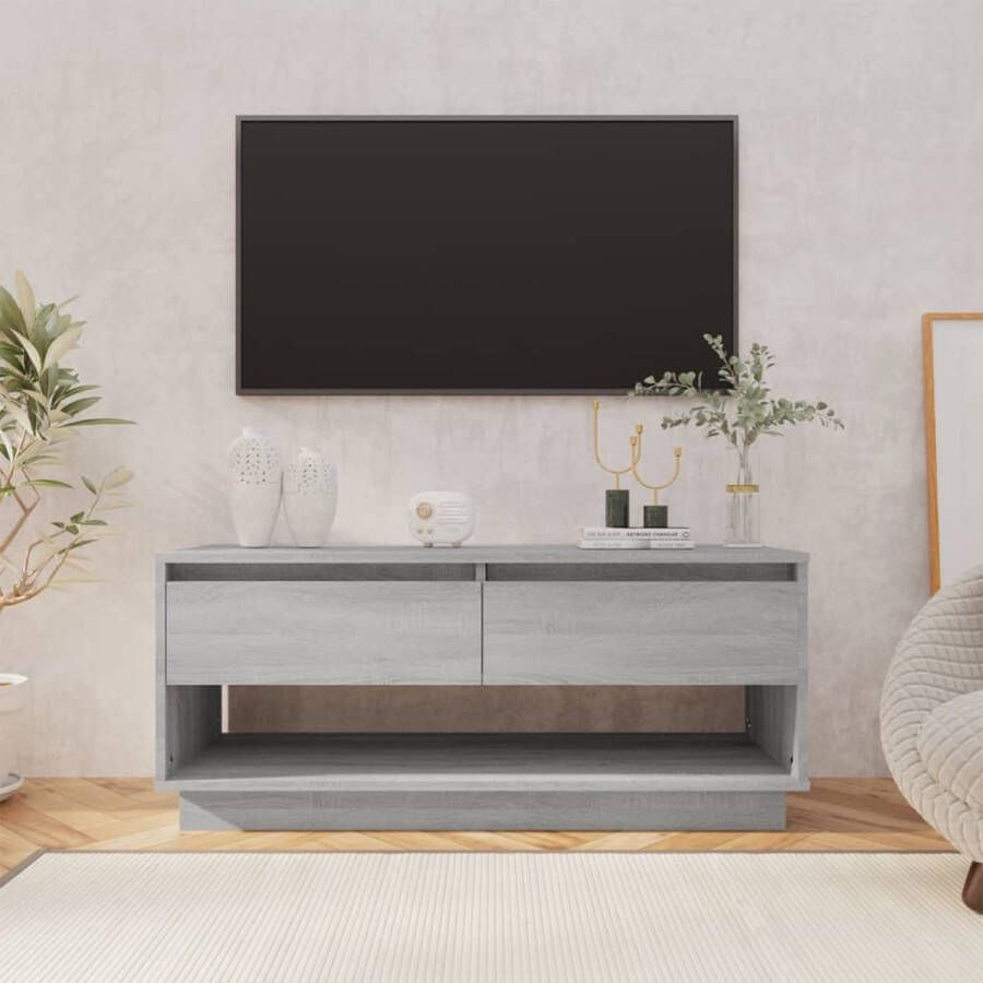 vidaXL TV-meubel grijs sonoma eiken 102 x 41 x 44 cm 2 lades