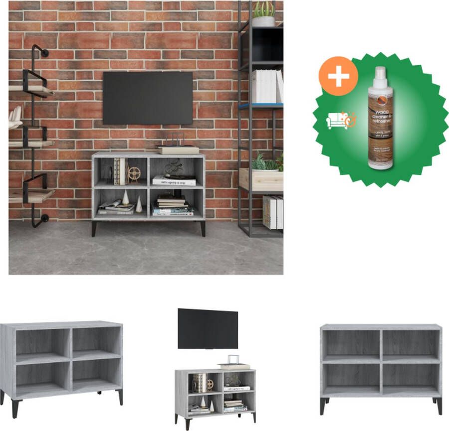 VidaXL TV-meubel grijs sonoma eiken 69.5 x 30 x 50 cm stabiel en ruimtelijk tv-dressoir Kast Inclusief Houtreiniger en verfrisser