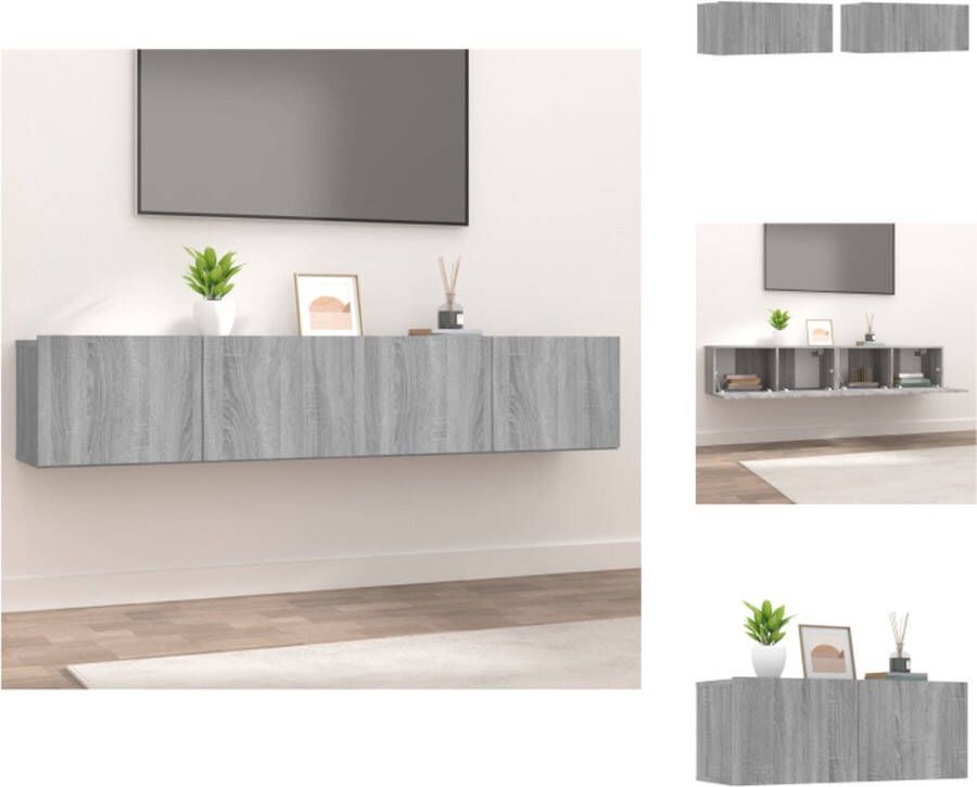 vidaXL TV-meubel Grijs Sonoma Eiken 80 x 30 x 30 cm 2 neerklapbare deuren Kast