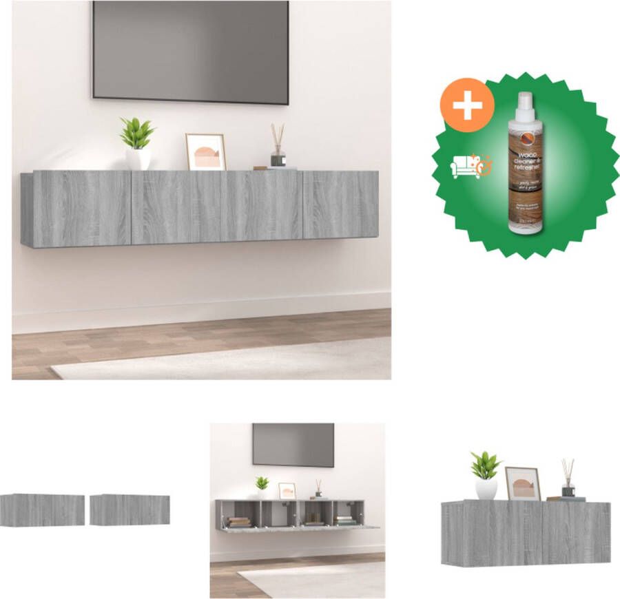 VidaXL TV-meubel Grijs Sonoma Eiken 80 x 30 x 30 cm 2 neerklapbare deuren Kast Inclusief Houtreiniger en verfrisser