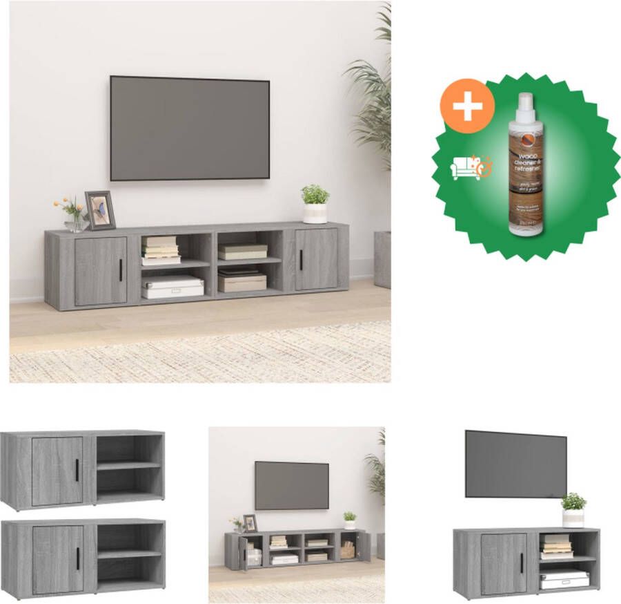 VidaXL TV-meubel Grijs Sonoma eiken 80 x 31.5 x 36 cm Stevig materiaal Kast Inclusief Houtreiniger en verfrisser