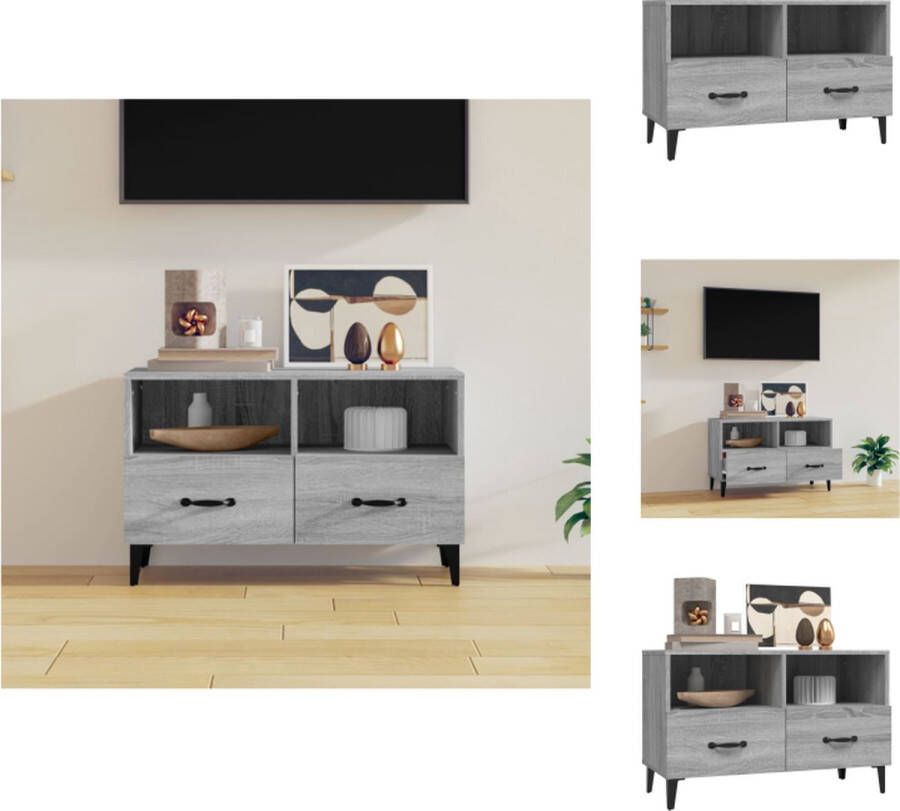 vidaXL Tv-meubel Grijs Sonoma Eiken 80x36x50 cm Stevig Hout Opbergruimte Stevig Blad Kast